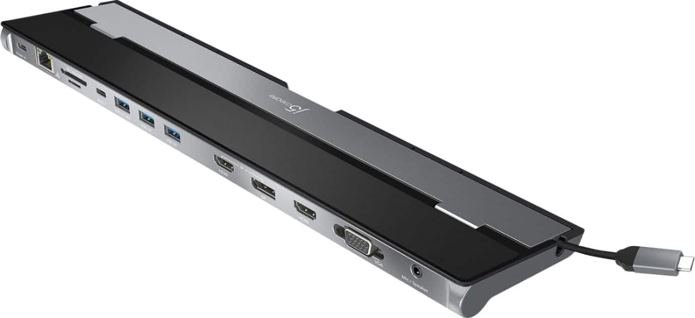 Front. j5create - USB-C Triple Display Docking Station - Black.