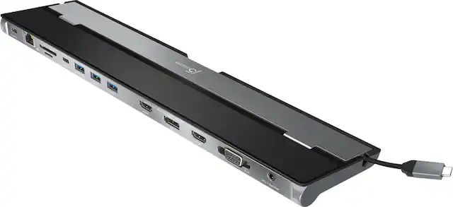 Front. j5create - USB-C Triple Display Docking Station - Black.