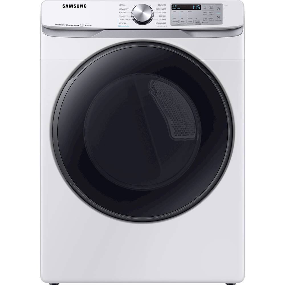 Front. Samsung - 7.5 Cu. Ft. 12-Cycle Smart Wi-Fi Electric Dryer with Steam.