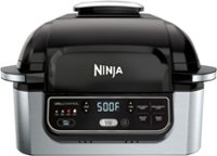 Angle Zoom. Ninja - Foodi 5-in-1 Indoor Grill with 4-qt Air Fryer, Roast, Bake, & Dehydrate - Stainless Steel/Black.