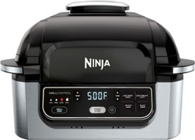 Ninja - Foodi 5-in-1 Indoor Grill with 4-qt Air Fryer, Roast, Bake, & Dehydrate - Stainless Steel/Black - Angle_Zoom