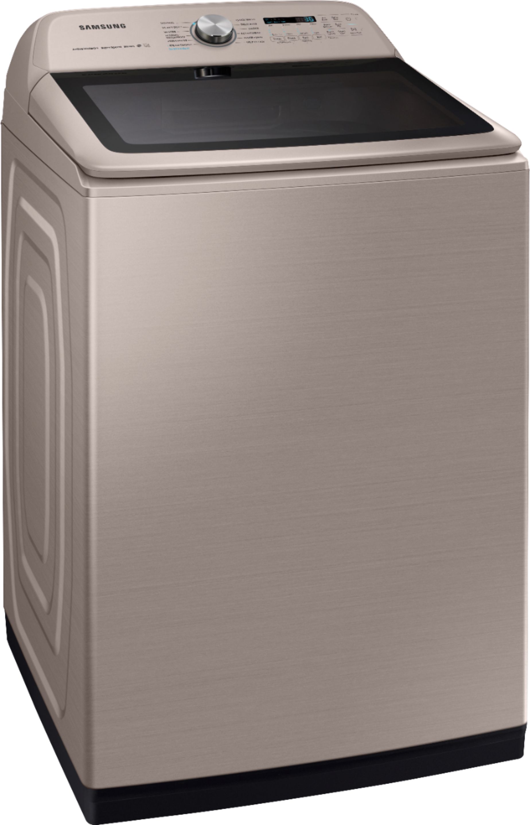 Angle View: Samsung - 5.4 Cu. Ft. High Efficiency Top Load Washer with Steam - Champagne