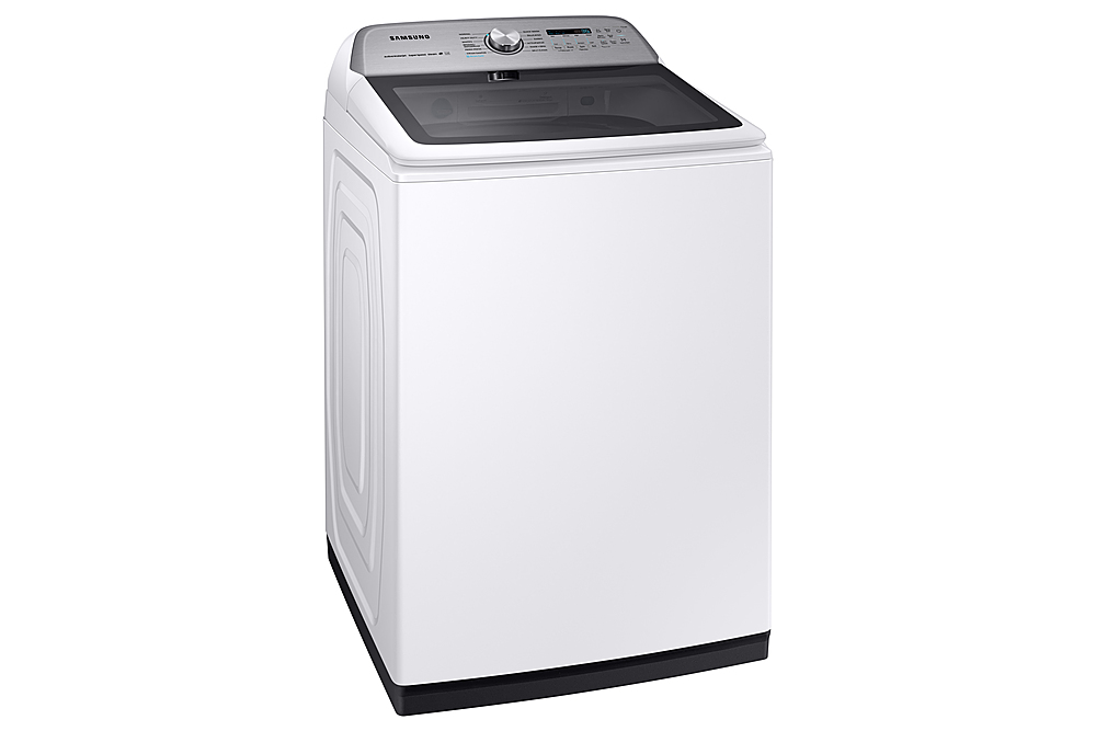 Angle View: Samsung - 5.4 Cu. Ft. High Efficiency Top Load Washer with Steam - White