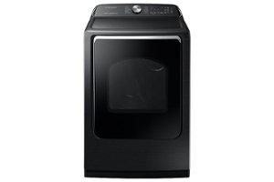 Samsung - 7.4 Cu. Ft. Electric Dryer with Steam and Sensor Dry - Black stainless steel - Front_Zoom