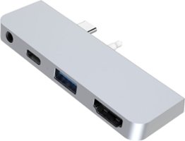 Hyper - HyperDrive 4-Port USB-C Hub - USB-C Docking Station for Microsoft Surface Go - Silver - Front_Zoom