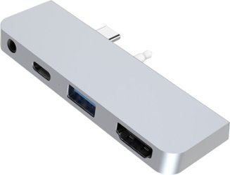 Hyper - 4-Port USB-C Hub - USB-C Docking Station for Microsoft Surface Go - Silver - Front_Zoom