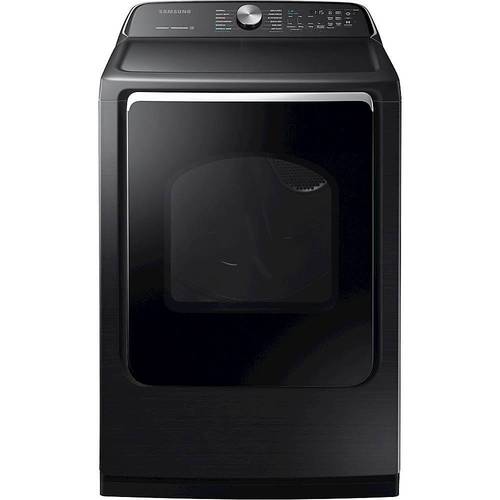 Samsung - 7.4 Cu. Ft. Gas Dryer with Steam and Super Speed - Fingerprint Resistant Black Stainless Steel