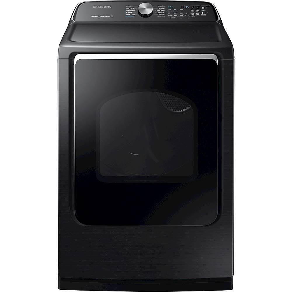 Samsung - 7.4 Cu. Ft. Gas Dryer with Steam and Sensor Dry - Black stainless steel