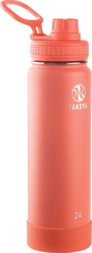 Takeya 24oz Actives Insulated Stainless Steel Water Bottle with Spout Lid - Coral