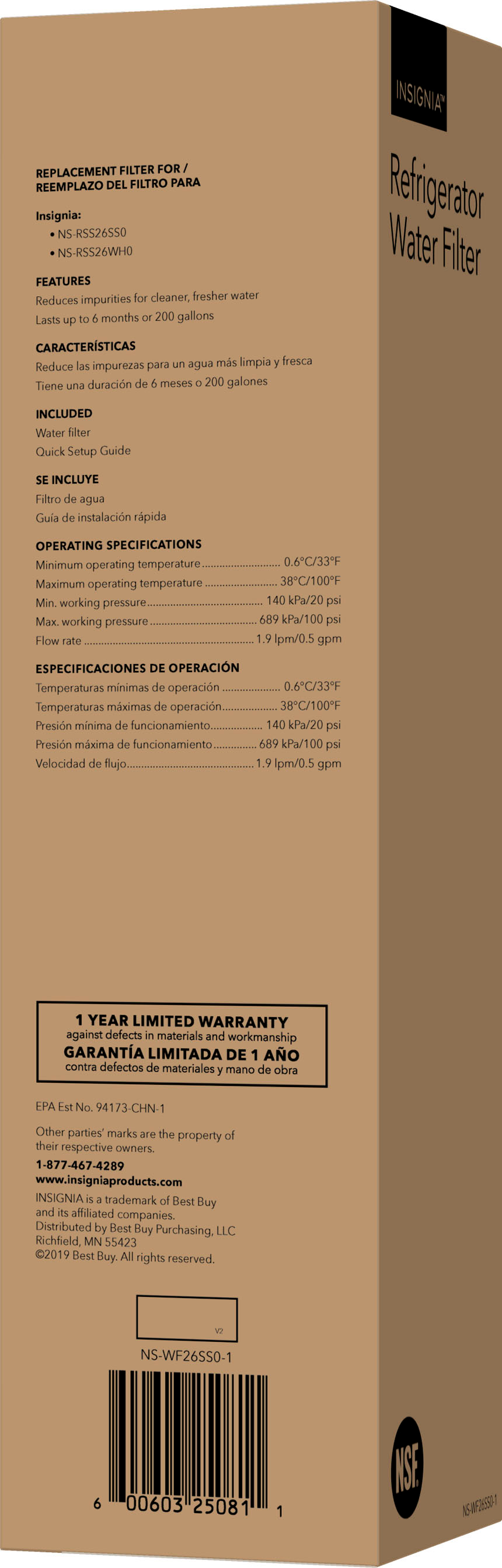 Alt View 16. Insignia™ - NSF 53 Water Filter Replacement for Select Insignia Side-by-Side Refrigerators - White.