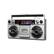 Front. Victrola - Boombox with AM/FM Radio - Silver.