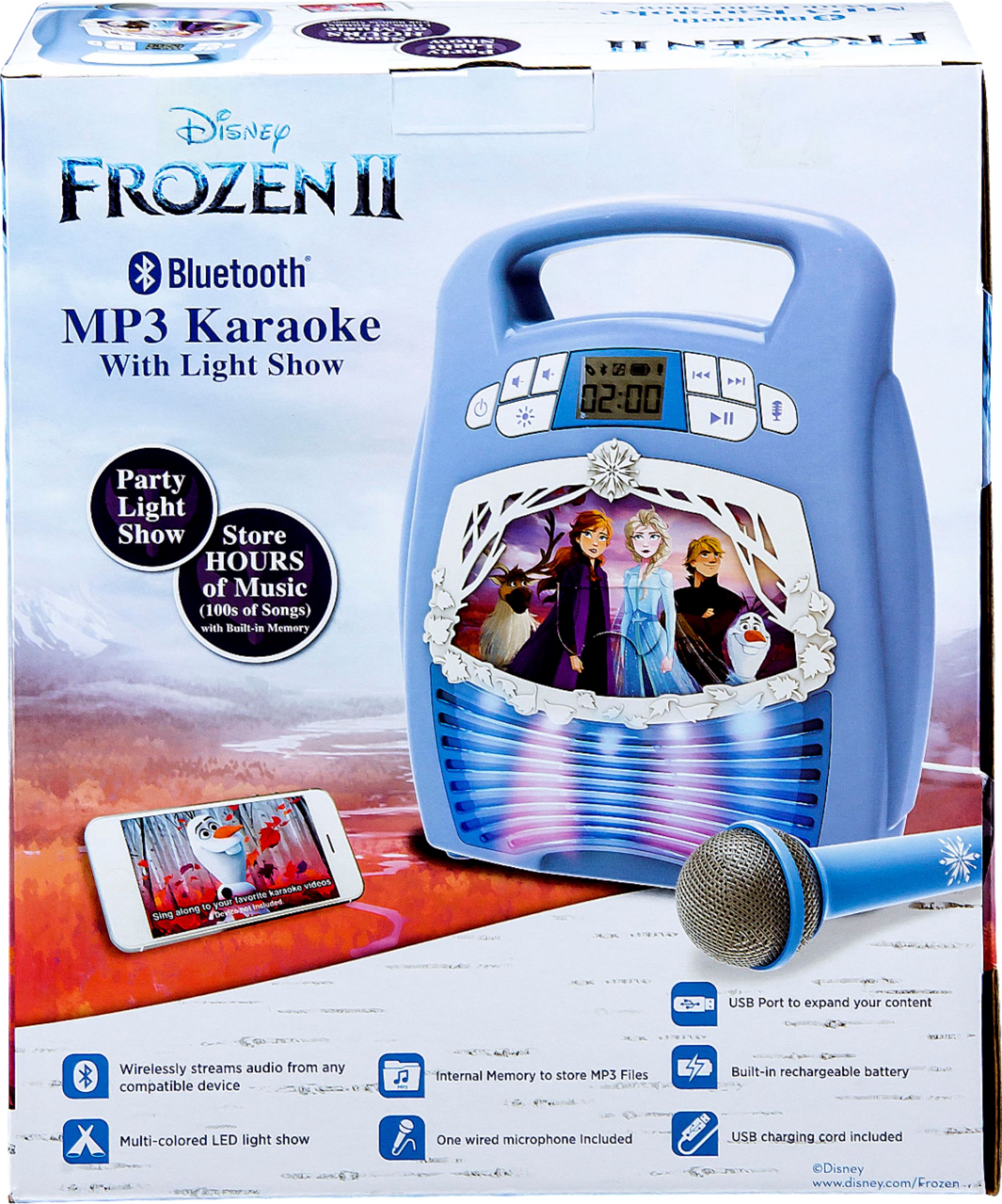 Ekids Frozen Ii Bluetooth Mp3 Karaoke System White Light Blue Fr 553 Exv9m Best Buy