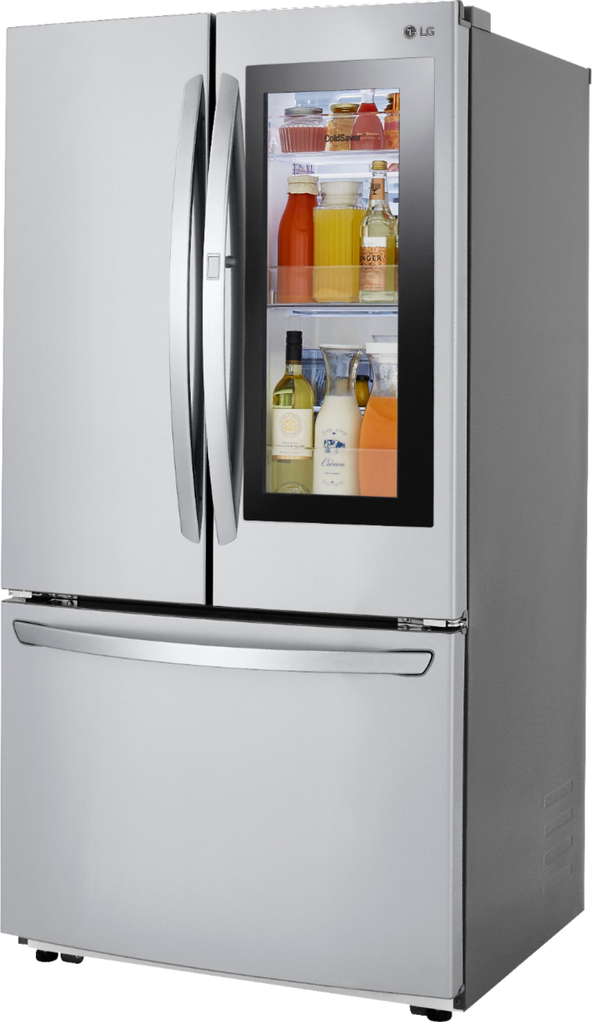 Left View: LG - 27 Cu. Ft. InstaView French Door-in-Door Refrigerator with Ice Maker - Stainless steel