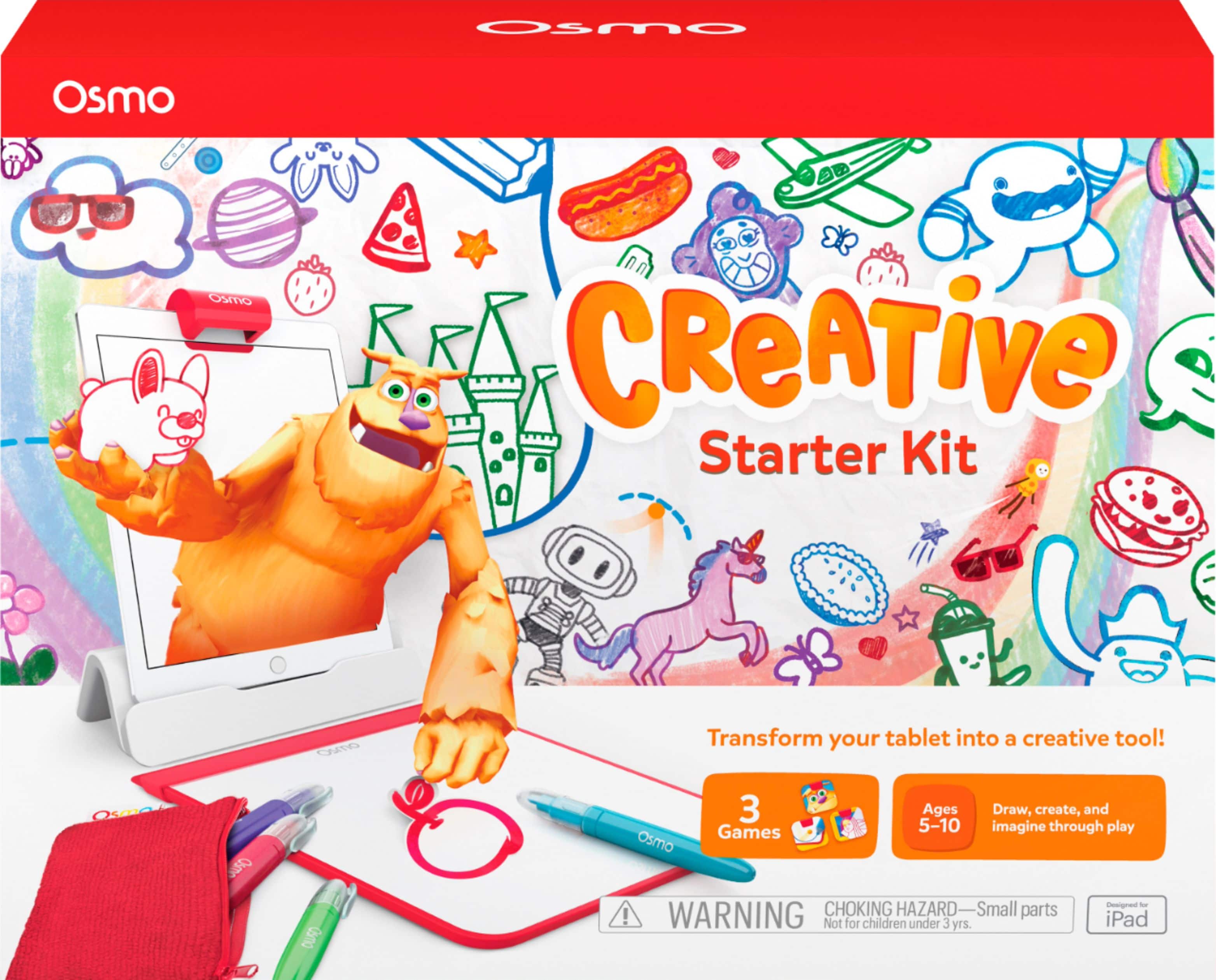 Front. Osmo - Creative Starter Kit for iPad - Ages 5-10 - Drawing, Word Problems & Early Physics - STEM Toy (Osmo Base Included) - White.