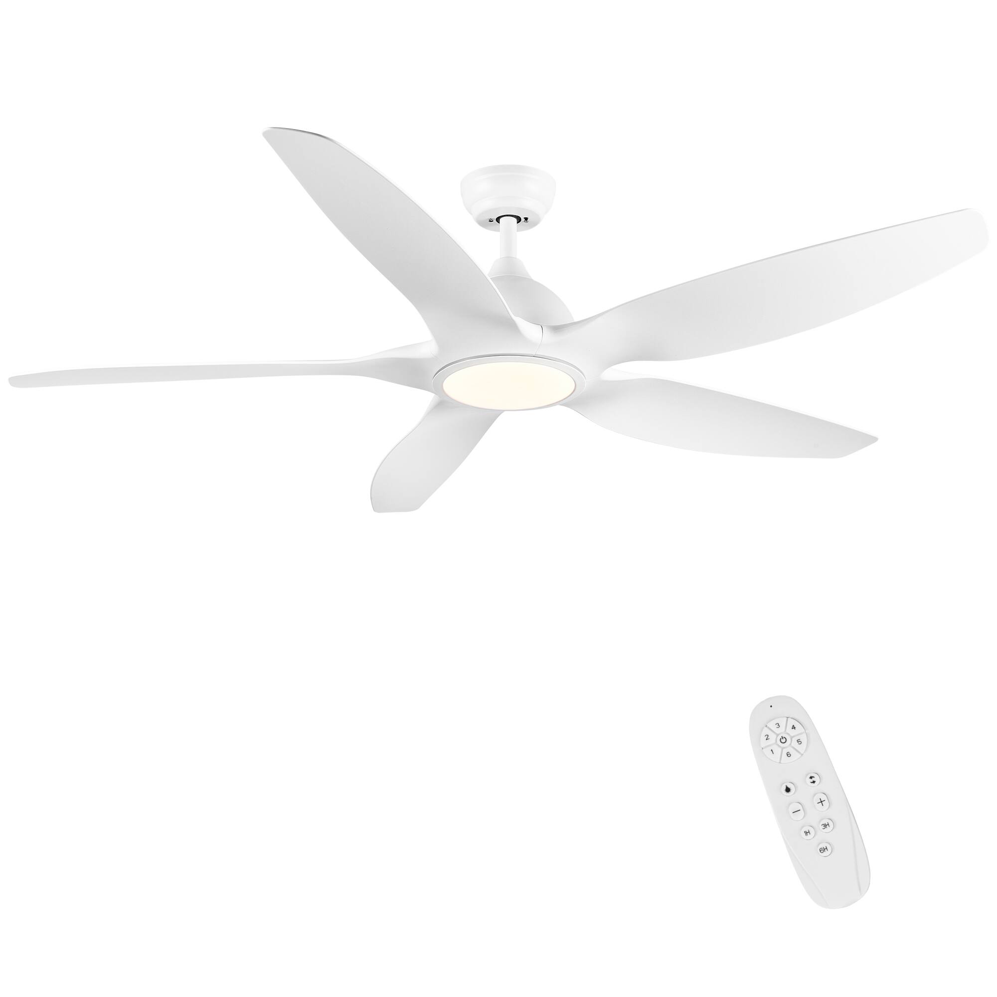 Alt View 6. Sofucor - 60'' Ceiling Fan with Light Remote Dimmable 3CCT Intergrated LED Ceiling Fan 6 Speeds Reversible for Living Room Bedroom - White.