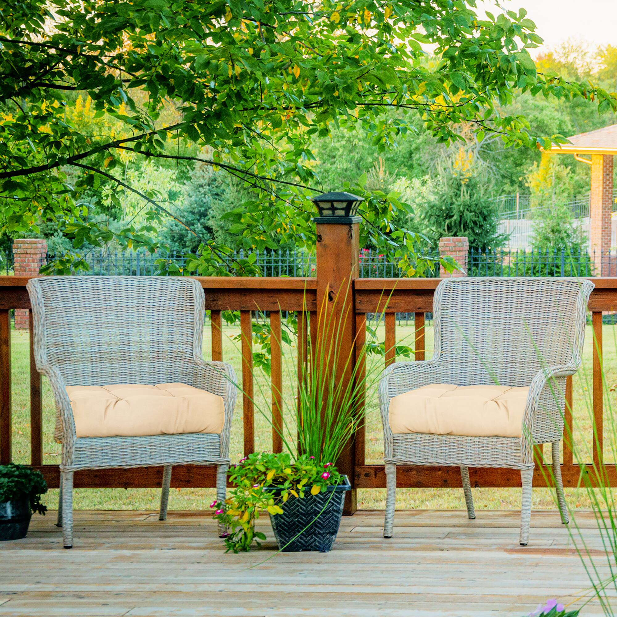 Alt View 4. Costway - Costway 2 PCS 21" x 21" Patio Chair Seat Cushion Pads Indoor/Outdoor - Beige.