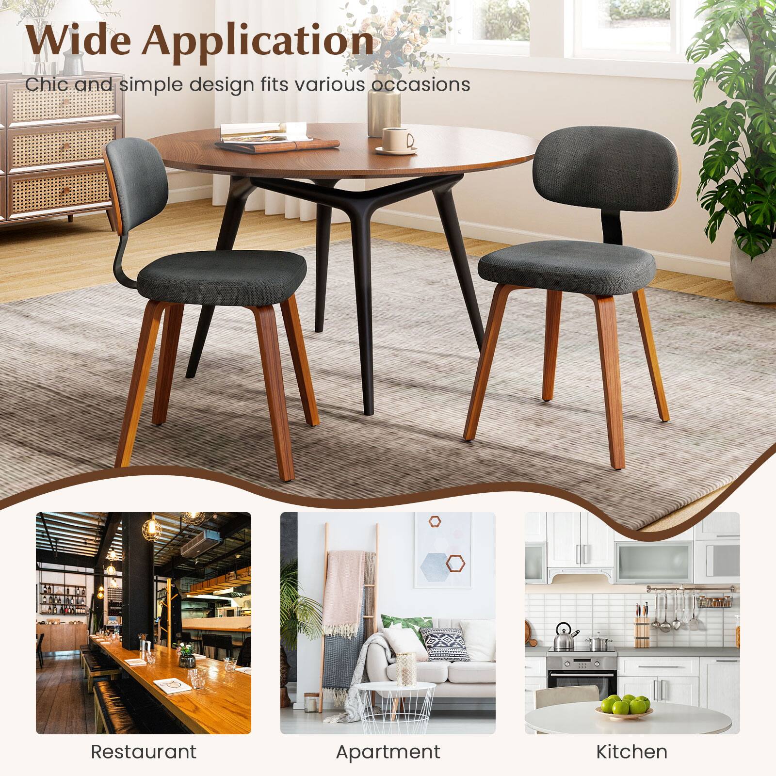 Wide Application  
Chic and simple design fits various occasions  

Restaurant  
Apartment  
Kitchen
