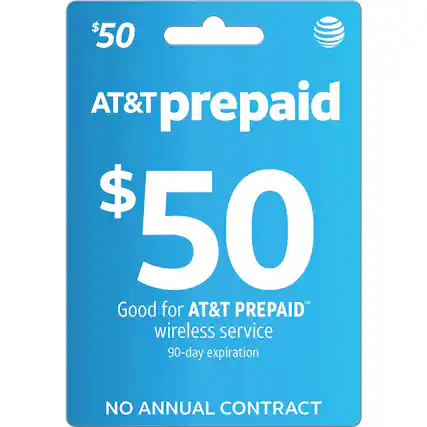 Front. AT&T Prepaid - $50 Refill Code.