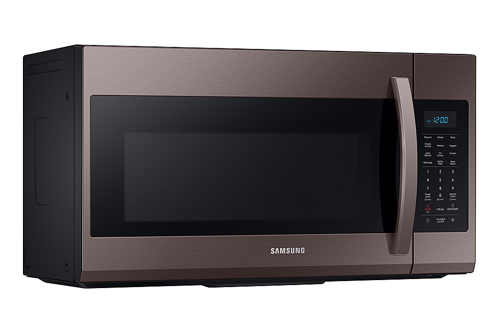 Angle View: Samsung - 1.9 Cu. Ft.  Over-the-Range Microwave with Sensor Cook - Tuscan stainless steel