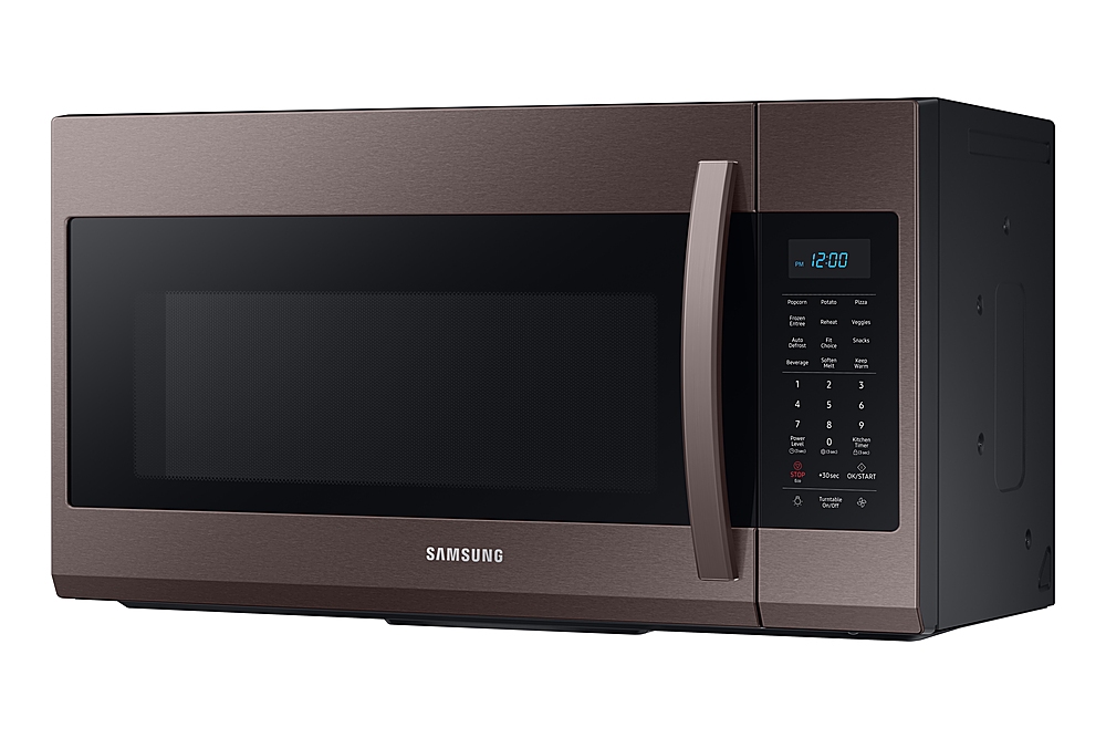 Left View: Samsung - 1.9 Cu. Ft.  Over-the-Range Microwave with Sensor Cook - Tuscan stainless steel