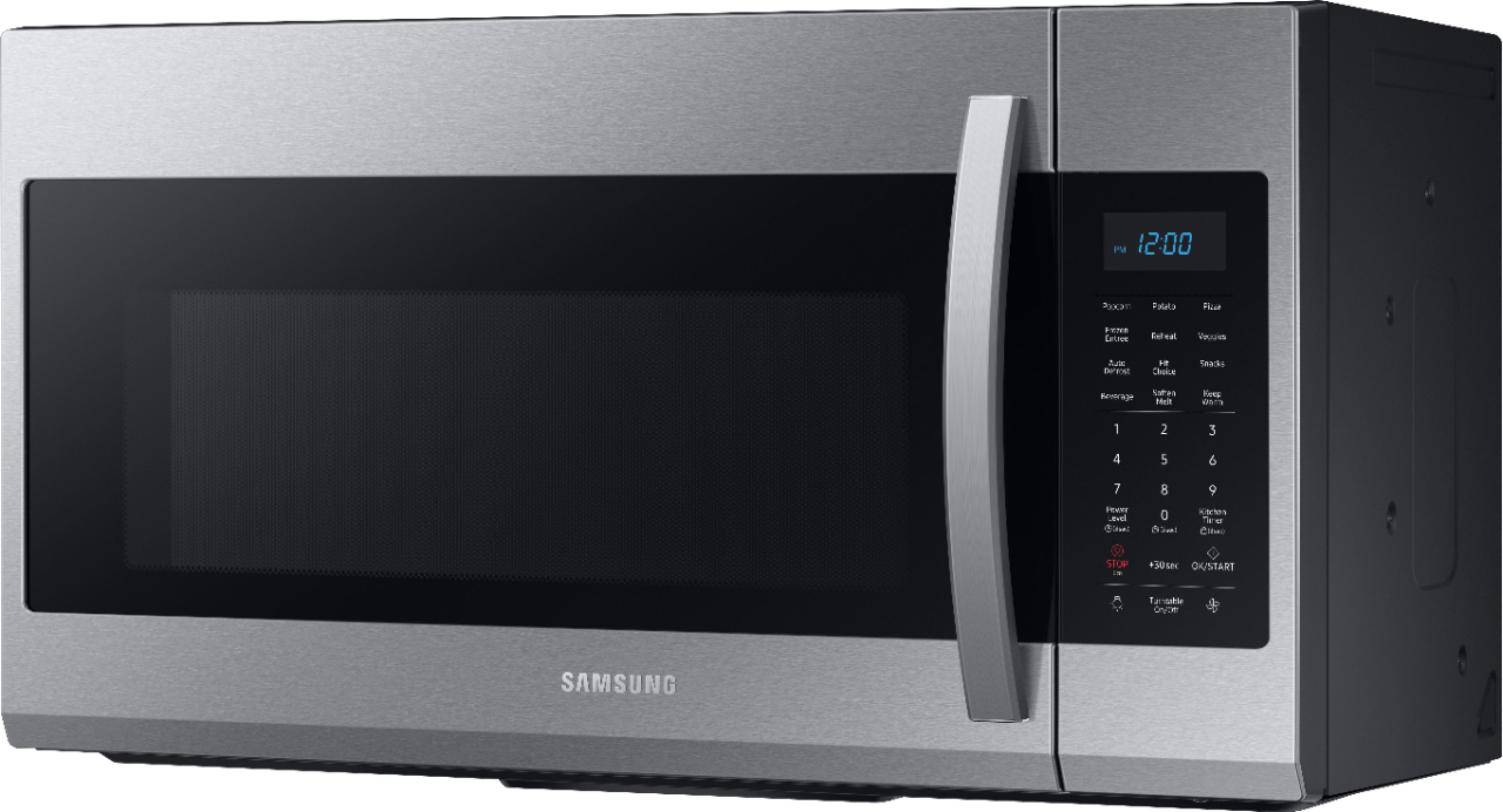 Left View: Samsung - 1.6 cu. ft. Over-the-Range Microwave with Auto Cook - Stainless steel