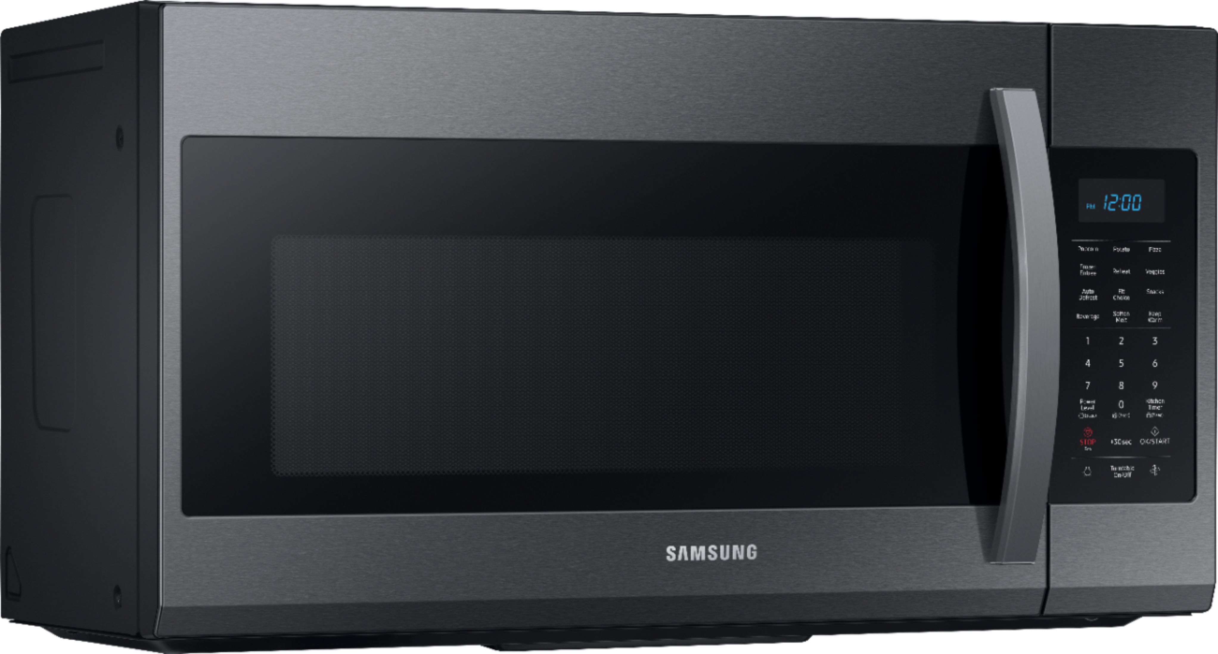 Angle View: Samsung - 1.9 Cu. Ft.  Over-the-Range Microwave with Sensor Cook - Black Stainless Steel