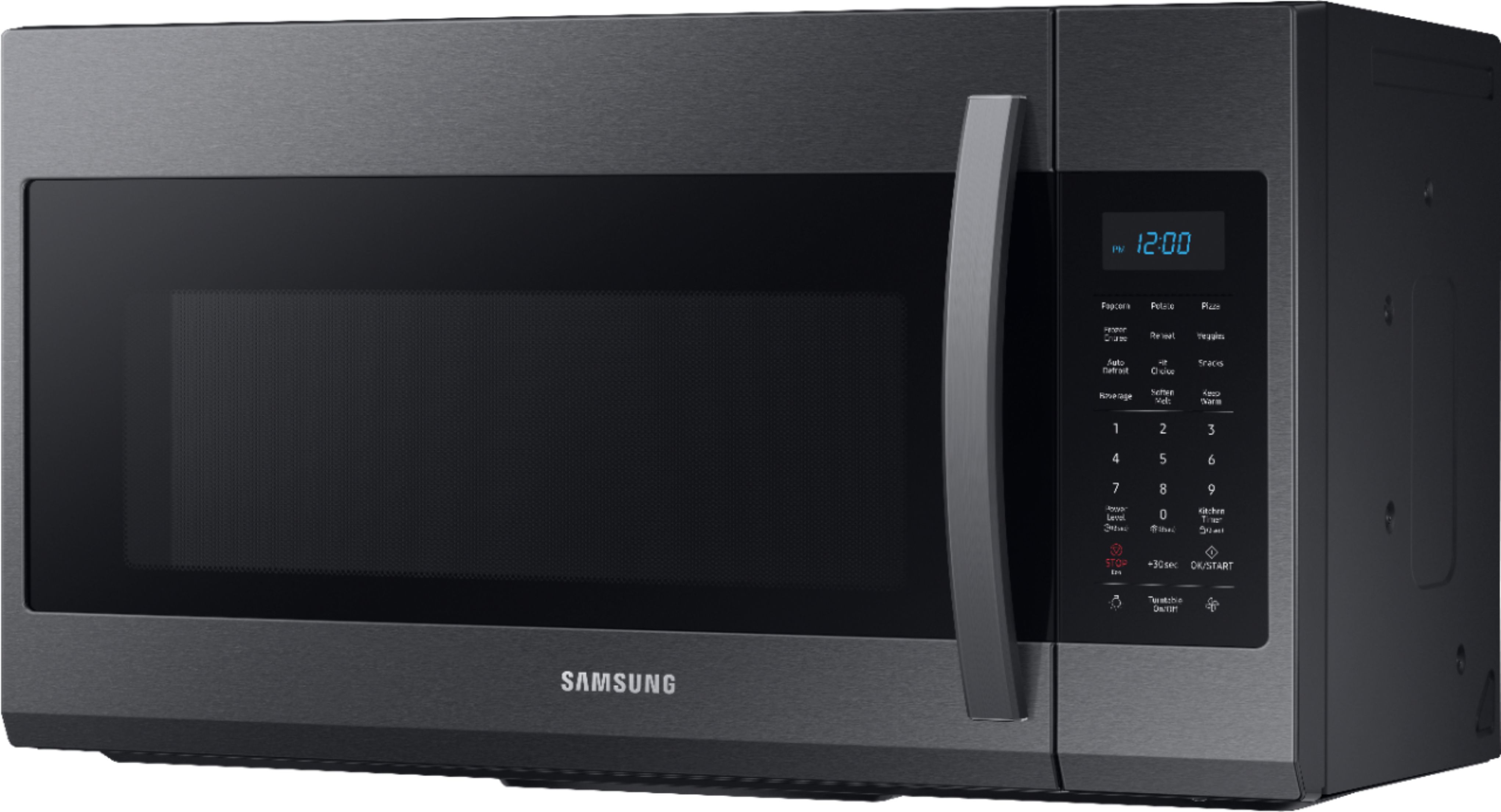Left View: Samsung - 1.9 Cu. Ft.  Over-the-Range Microwave with Sensor Cook - Black Stainless Steel