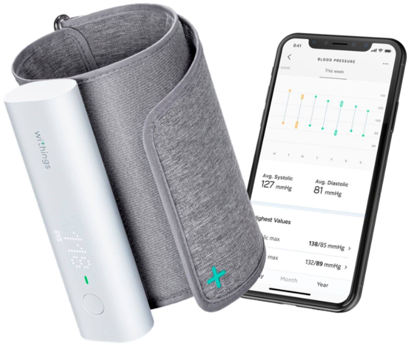 Alt View 11. Withings - BPM Connect - Wi-Fi Smart Blood Pressure Monitor - White/Gray.