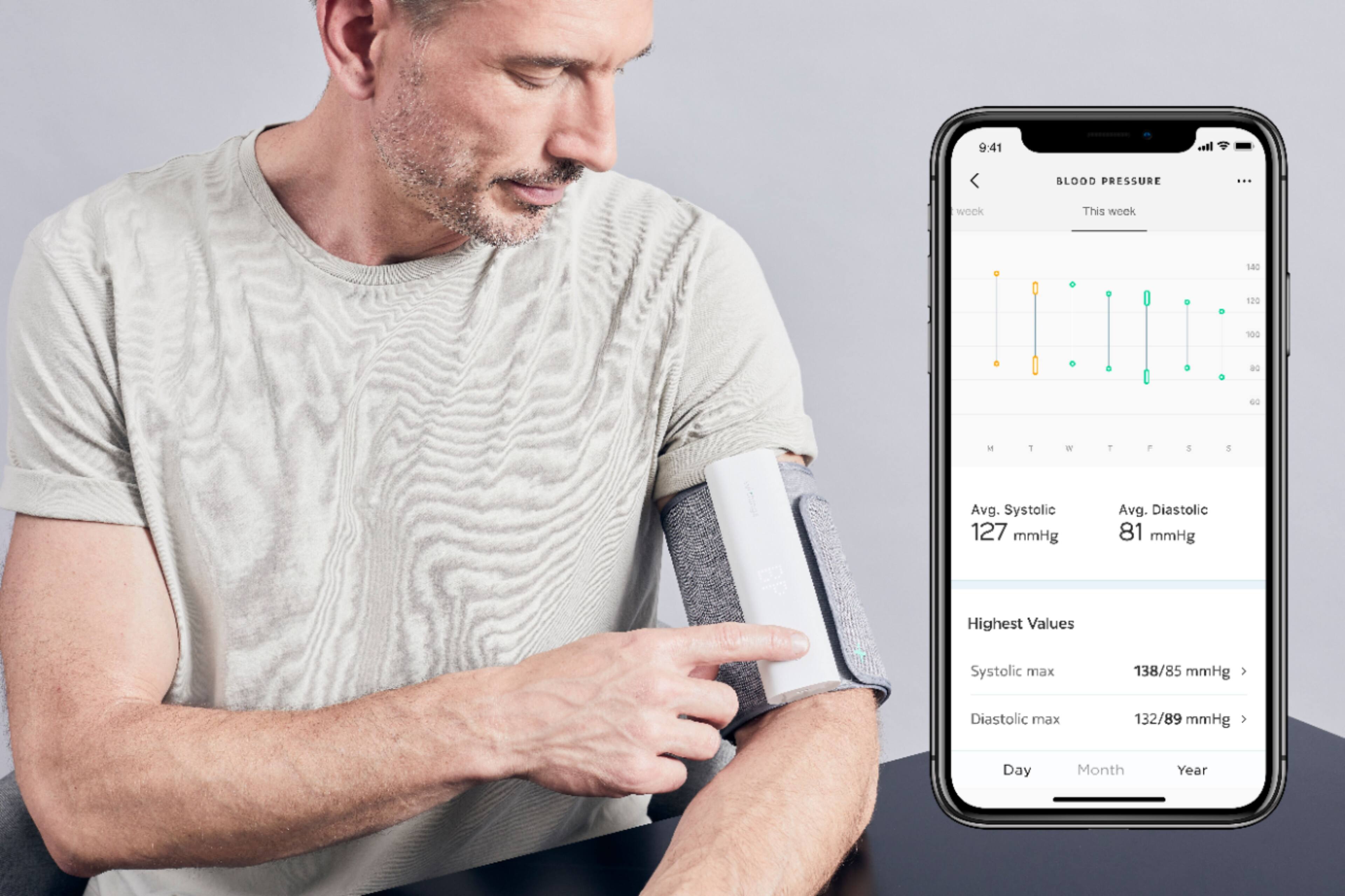 Alt View 15. Withings - BPM Connect - Wi-Fi Smart Blood Pressure Monitor - White/Gray.