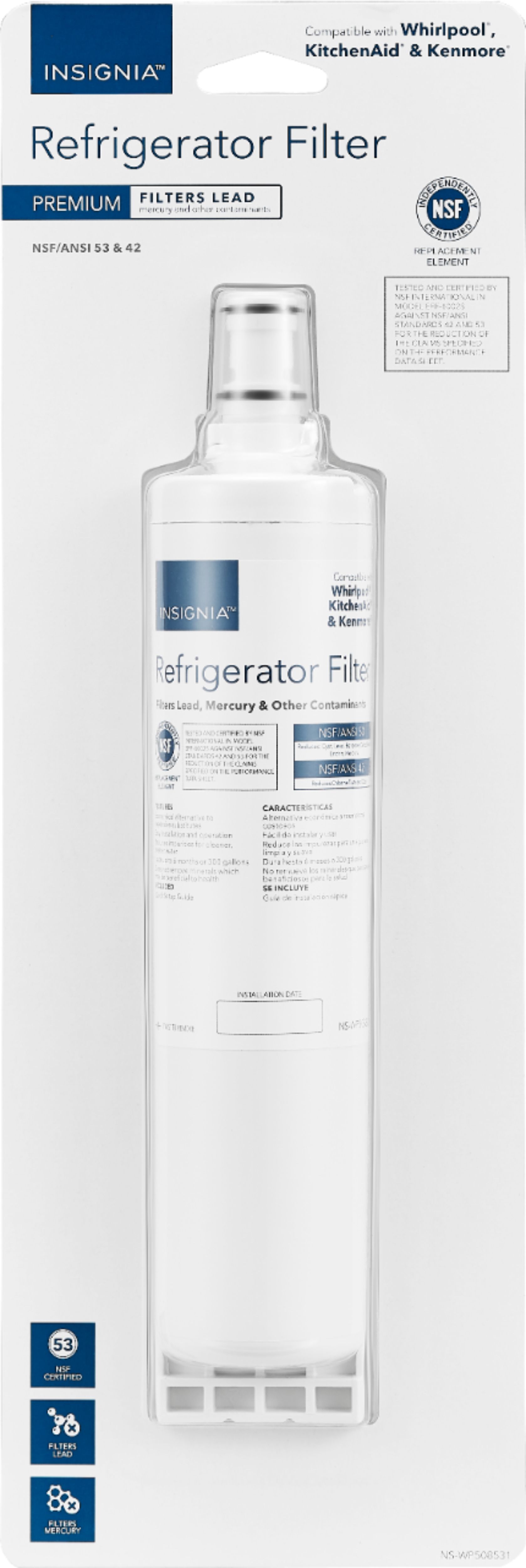 Replacement for KitchenAid KSRS25IKSS01 Refrigerator Water Filter -  Compatible with KitchenAid 4396508, 4396509, 4396510 Fridge Water Filter  Cartridge