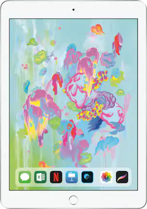 Front. Apple - Geek Squad Certified Refurbished 9.7-Inch iPad with Wi-Fi - 32GB - Silver.