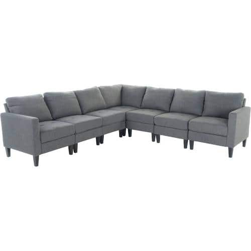 Noble House - Gosport Fabric 7-Piece Sectional Sofa - Dark Gray