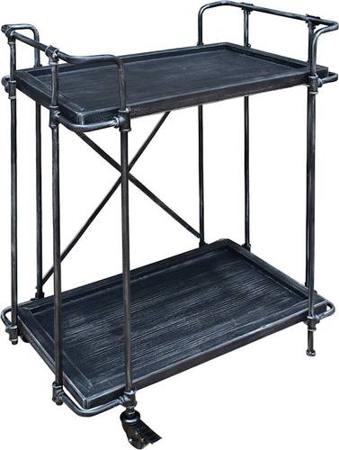 Noble House - Limon Industrial Bar Cart - Brushed Dark Gray/Pewter