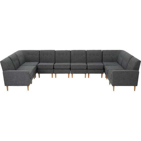 Le House Elkmont U Shape Fabric 10 Piece Sectional Sofa Gray