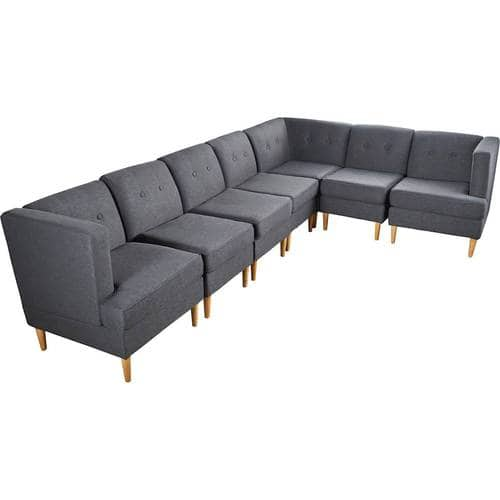 Noble House - Cloverdale Fabric 7-Piece Sectional Sofa Set - Dark Gray