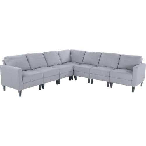 Noble House - Gosport Fabric 7-Piece Sectional Sofa - Light Gray