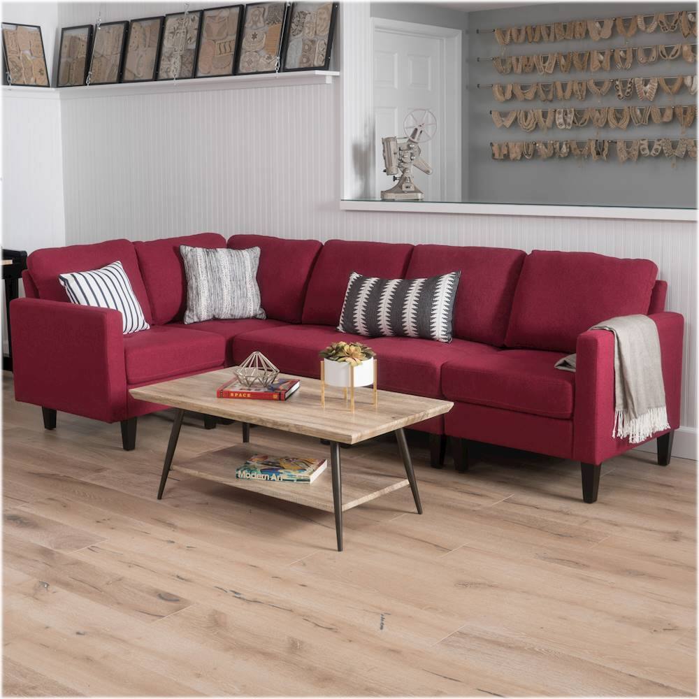 Best Buy Noble House Gosport Fabric 5Piece Sectional Sofa Deep Red 300800