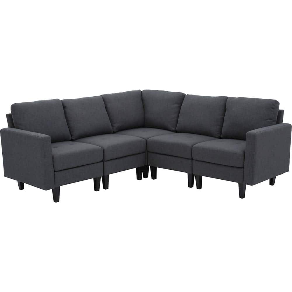 Front. Noble House - Gosport Fabric 5-Piece Sectional Sofa - Dark Gray.
