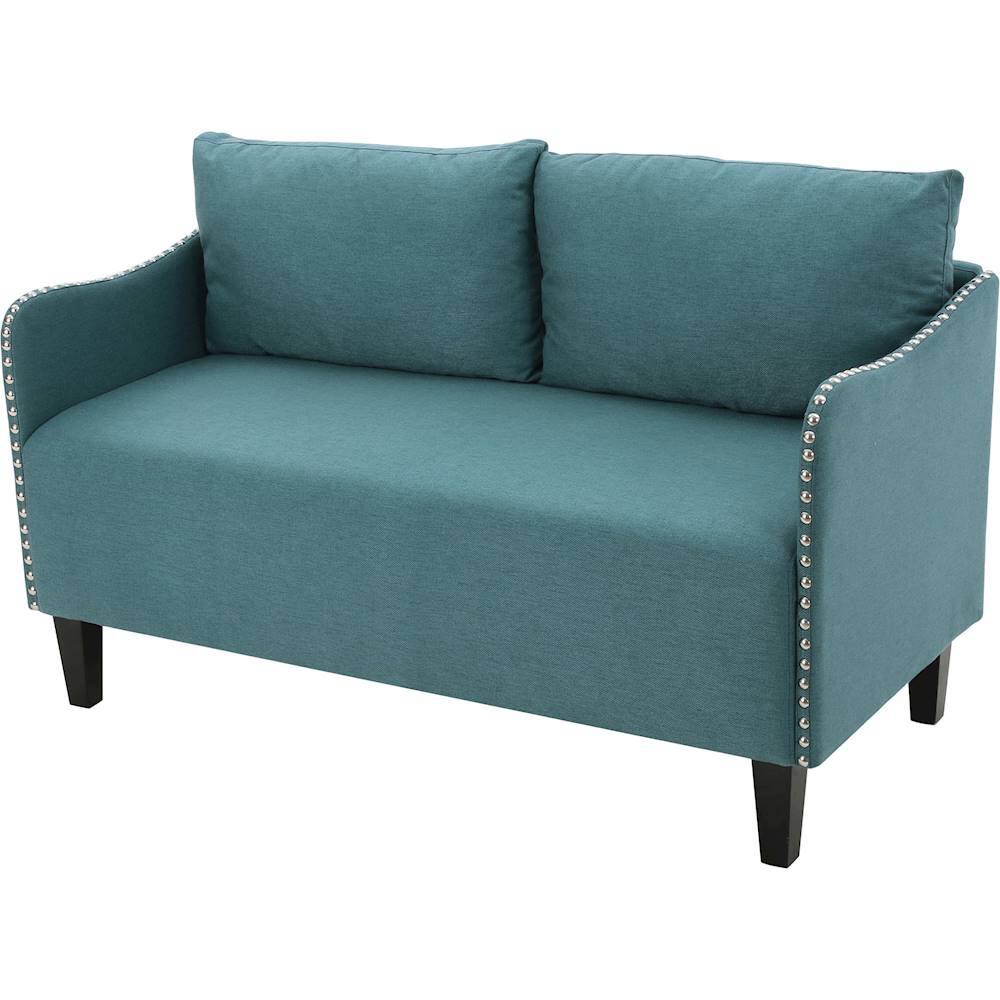 Left View: Noble House - Townley 2-Seat Fabric Loveseat - Dark Teal