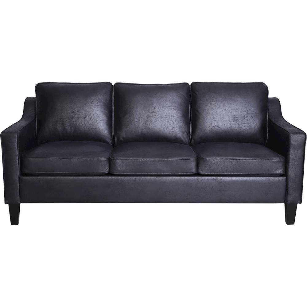 Noble House Cahone Contemporary 3 Seat Microfiber Sofa Black