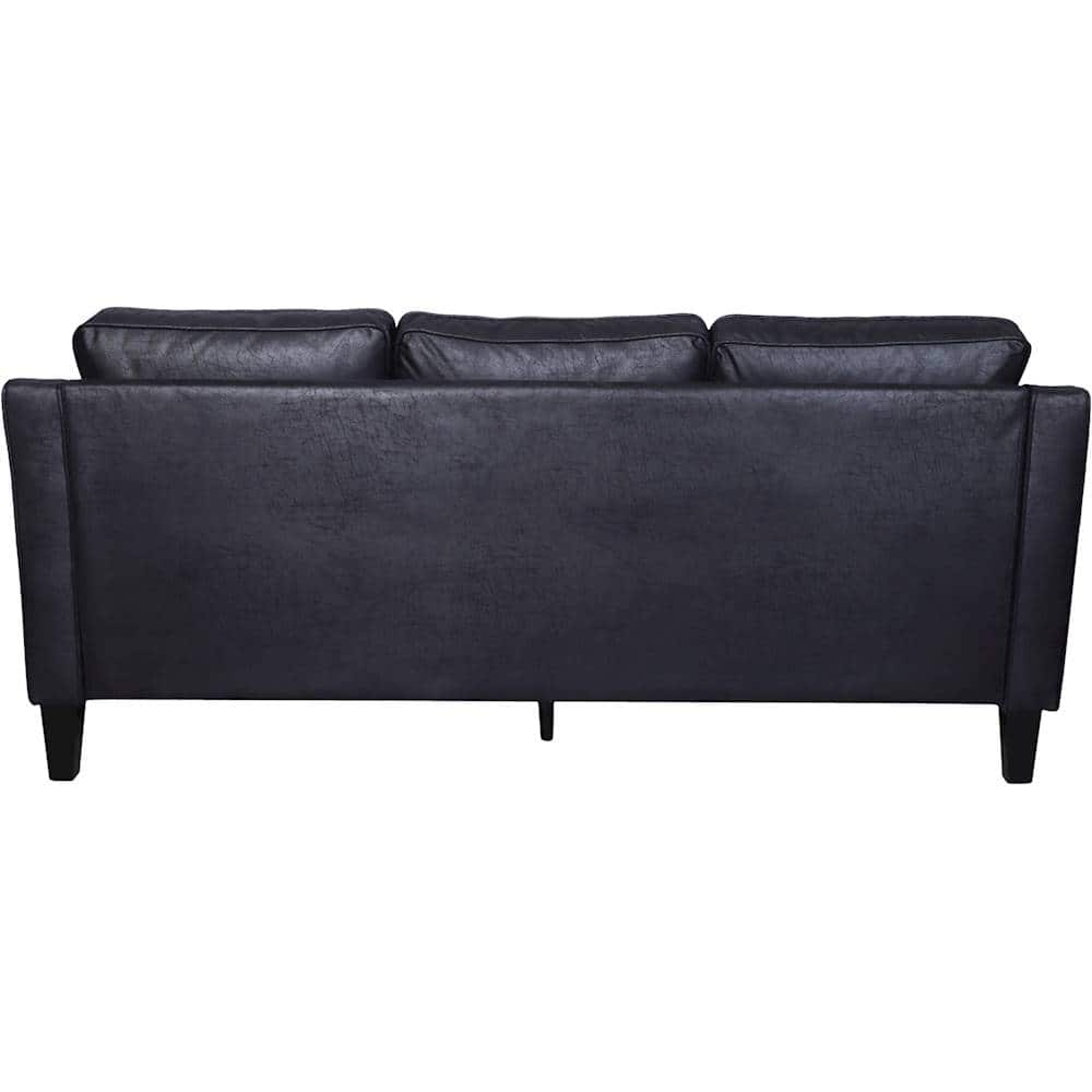 Noble House Cahone Contemporary 3 Seat Microfiber Sofa Black