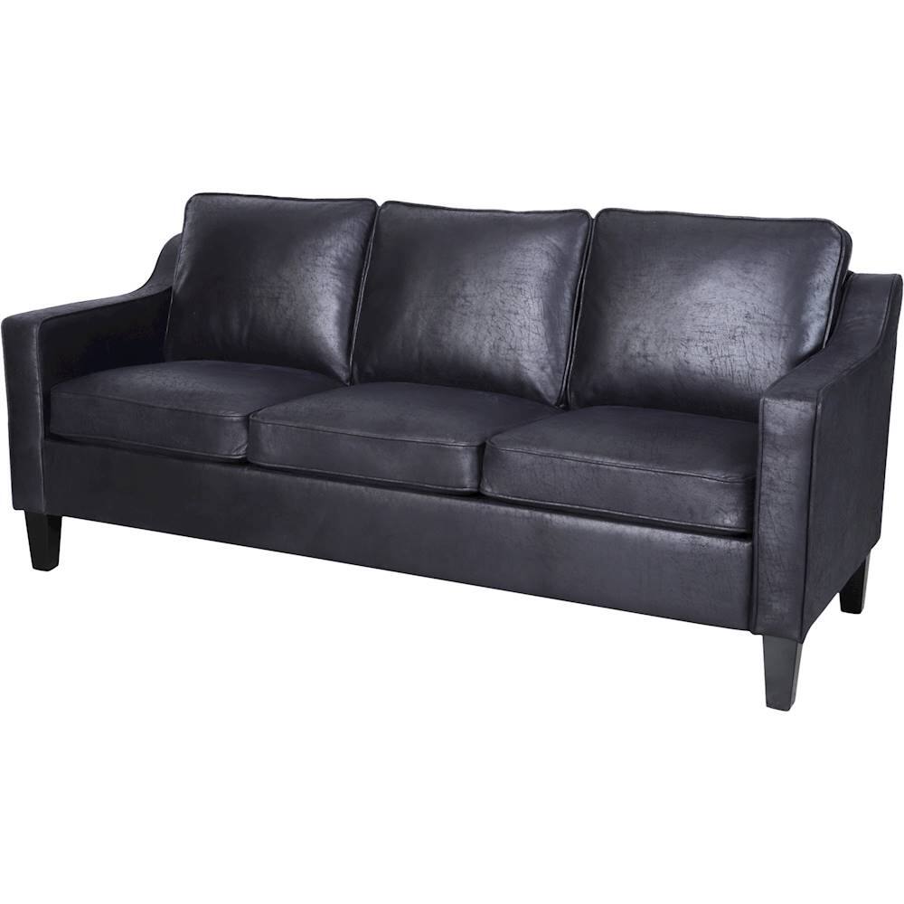Noble House Cahone Contemporary 3 Seat Microfiber Sofa Black