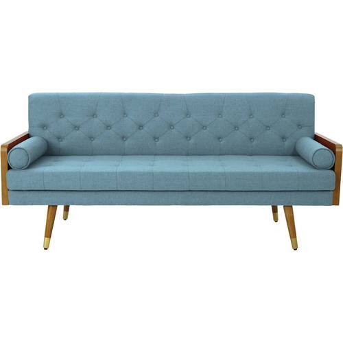 Noble House - Redcrest Tufted 3-Seat Fabric Sofa - Blue