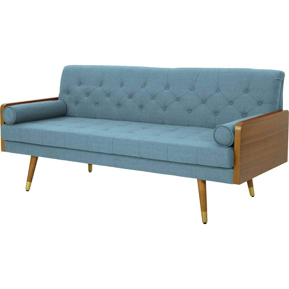 Left View: Noble House - Redcrest Tufted 3-Seat Fabric Sofa - Blue