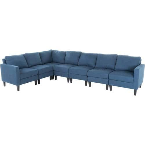 Noble House - Gosport Fabric 7-Piece Sectional Sofa - Dark Blue