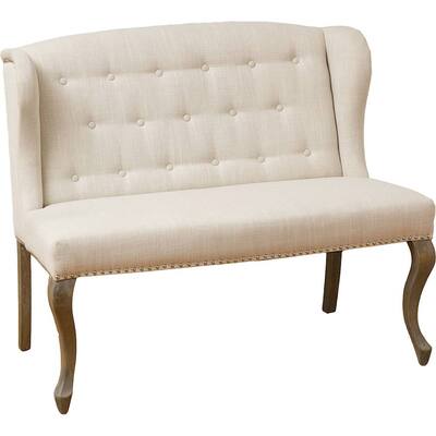 Noble House - Geiger Wingback Button-Tufted Fabric Loveseat - Sand