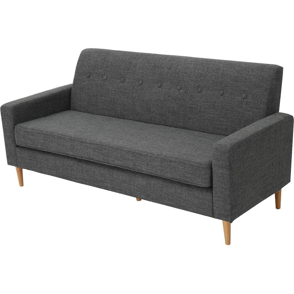 Left View: Noble House - Elkmont 3-Seat Fabric Sofa - Gray