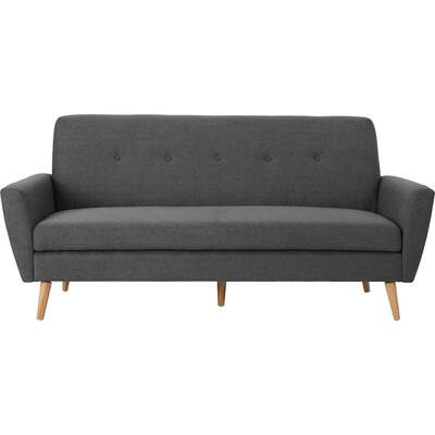 Noble House - Tecate 3-Seat Fabric Sofa - Dark Gray