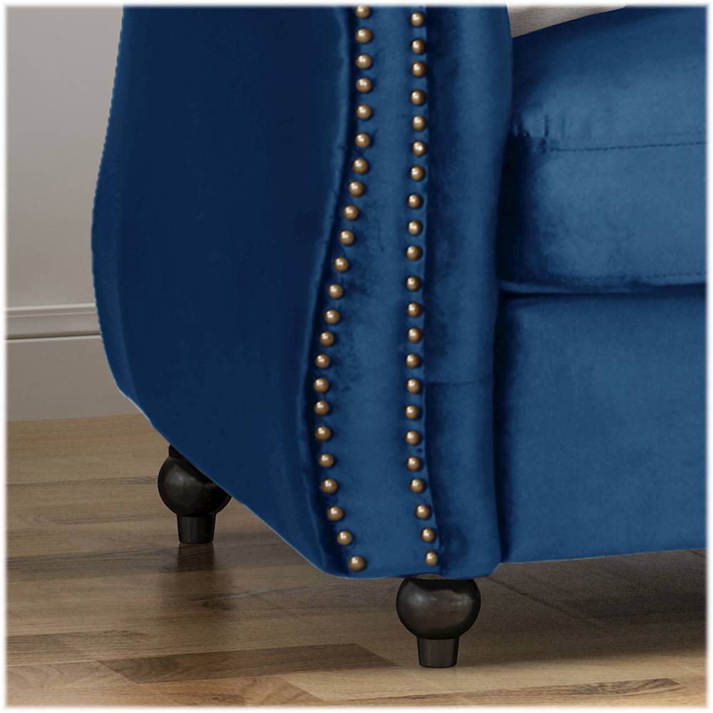 French Carved Fruitwood Pantone Blue Tufted Chesterfield Sofa at