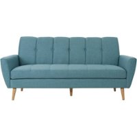 Noble House - Loomis 3-Seat Fabric Sofa - Blue - Front_Zoom